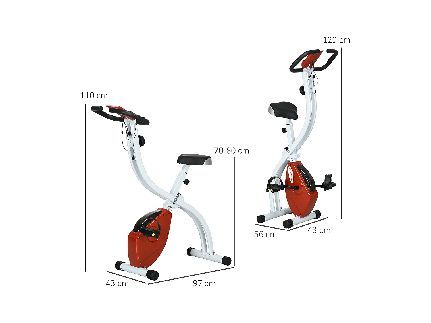 Cyclette magnetica pieghevole a 8 resistenze in acciaio rosso