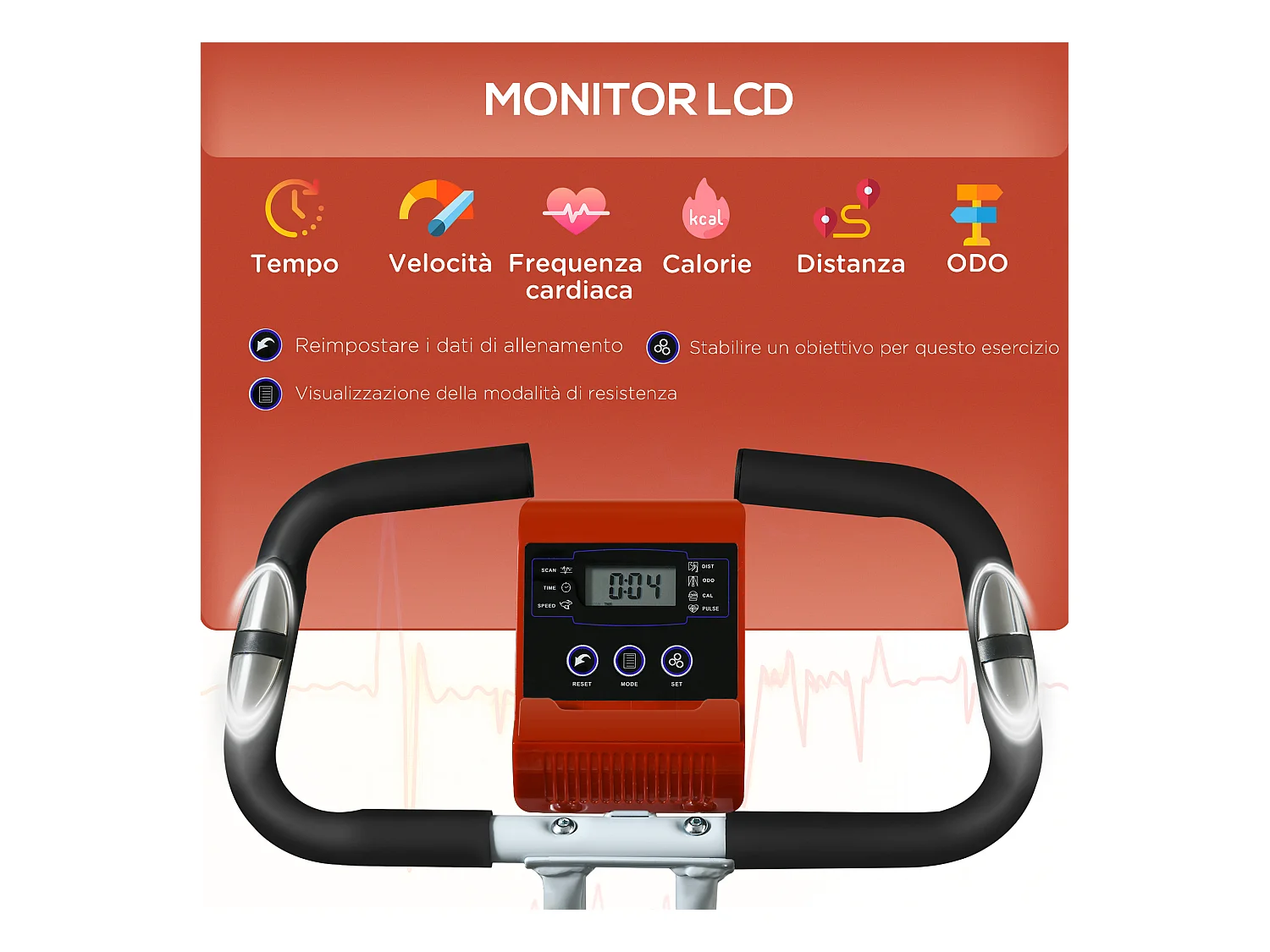 Cyclette magnetica pieghevole a 8 resistenze in acciaio rosso