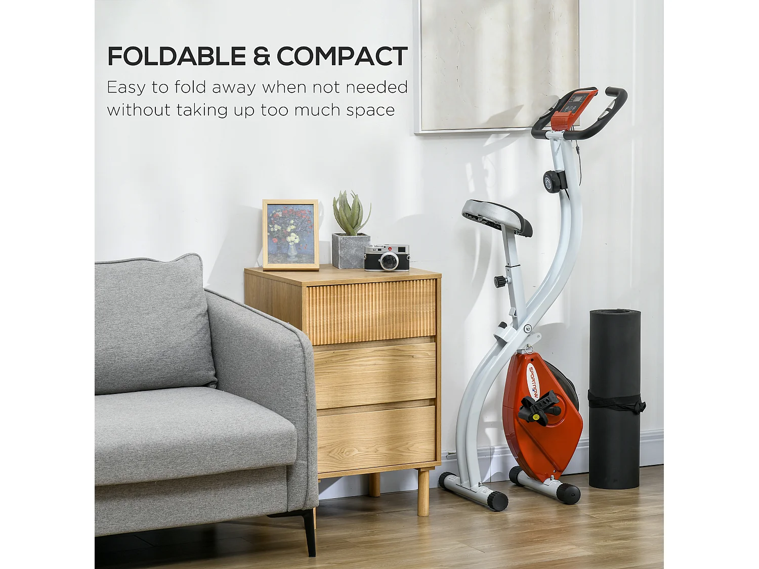 Cyclette magnetica pieghevole a 8 resistenze in acciaio rosso