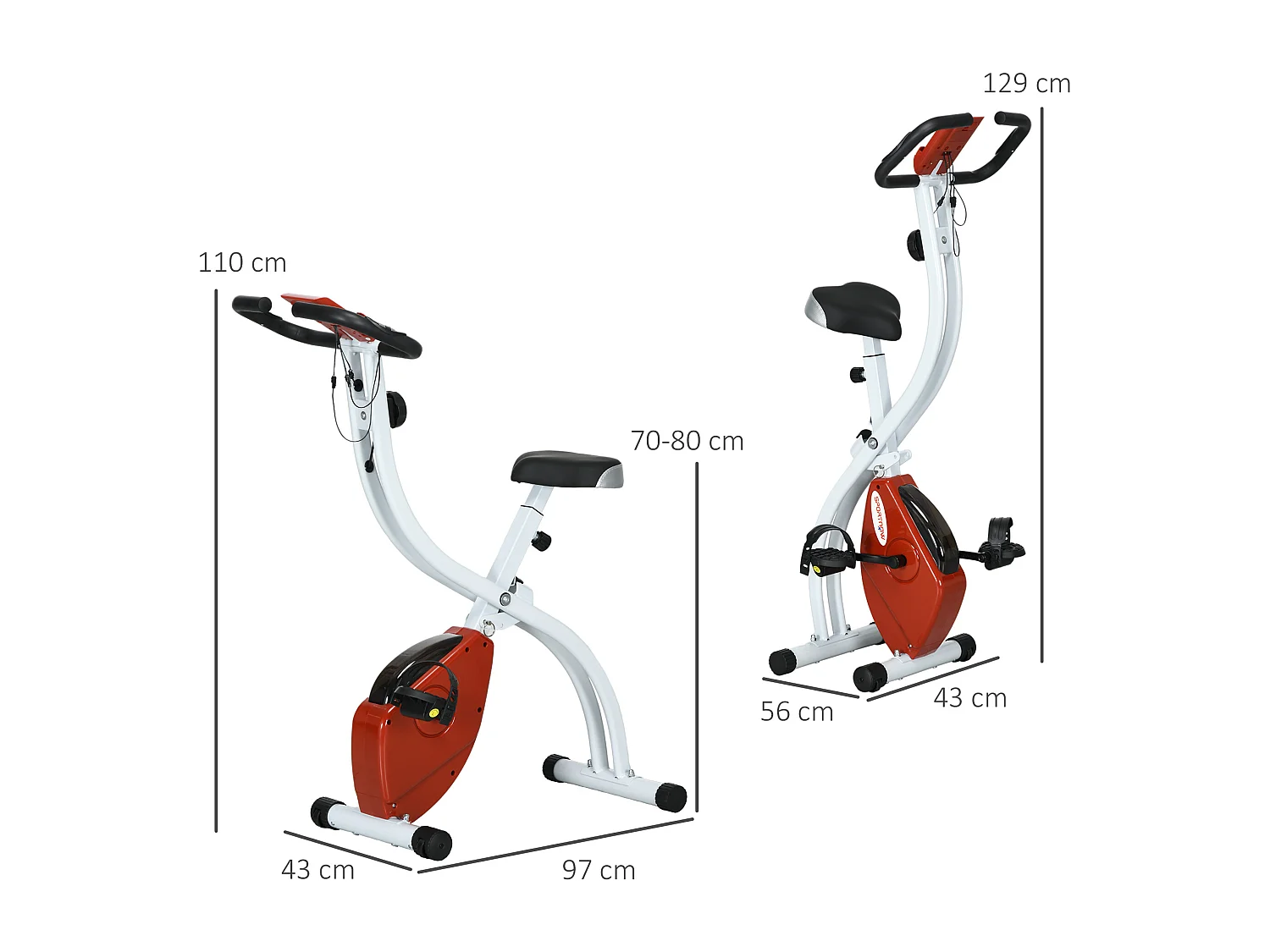 Cyclette magnetica pieghevole a 8 resistenze in acciaio rosso