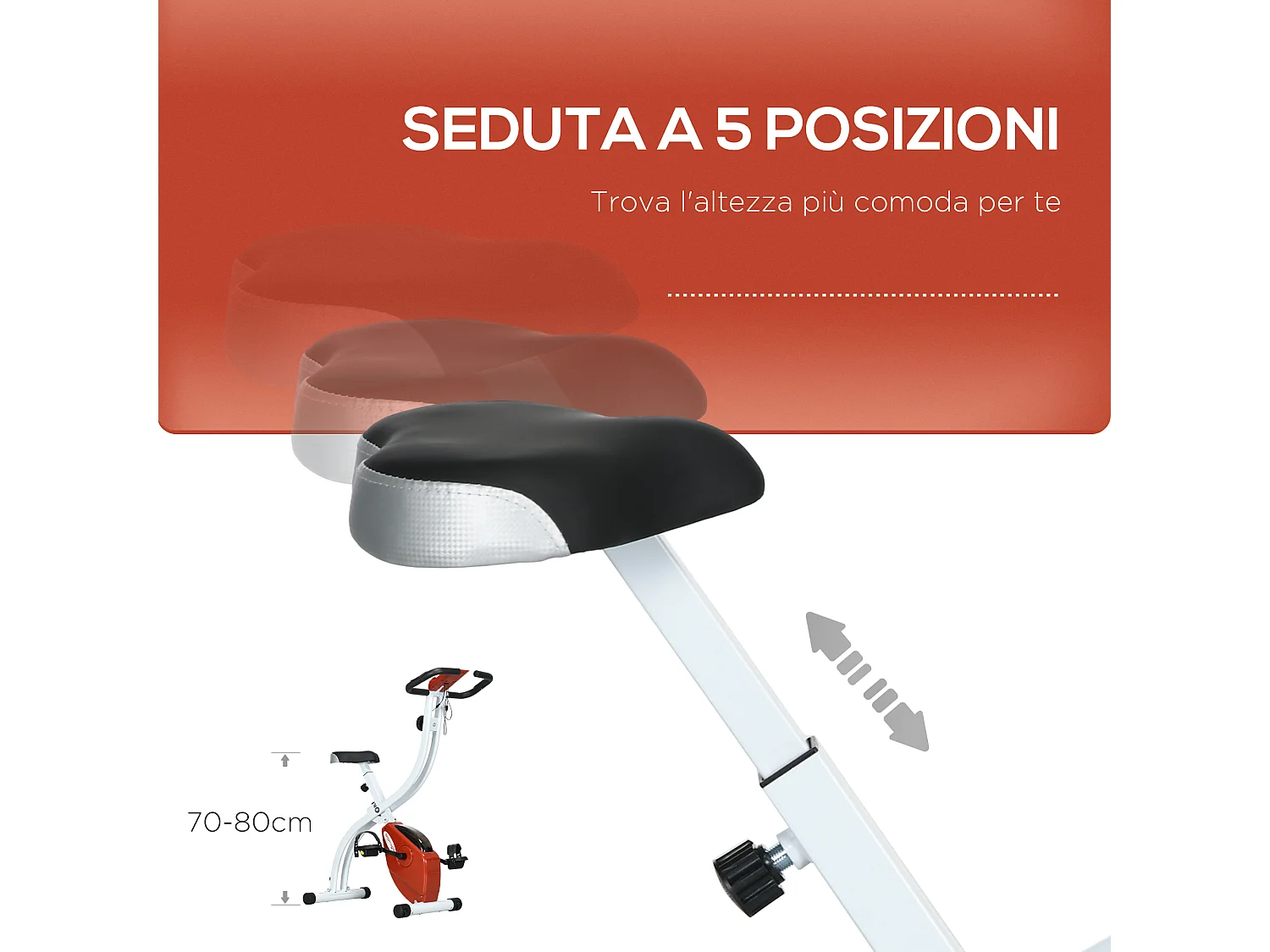 Cyclette magnetica pieghevole a 8 resistenze in acciaio rosso