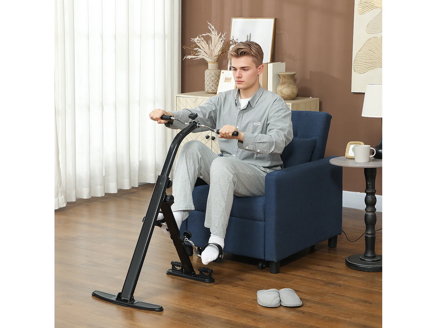 Cyclette riabilitazione pieghevole schermo lcd e manubrio regolabile