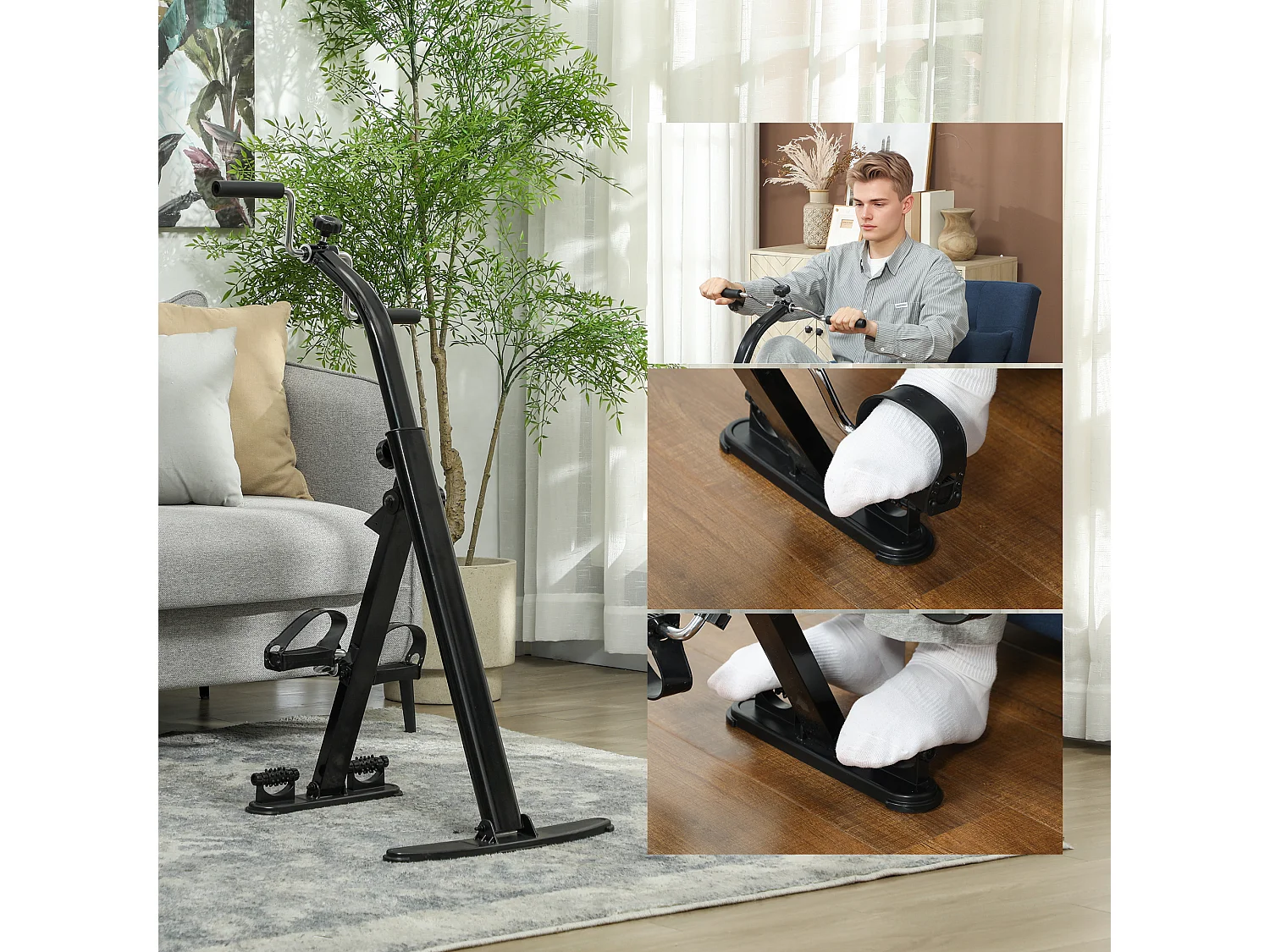 Cyclette riabilitazione pieghevole schermo lcd e manubrio regolabile