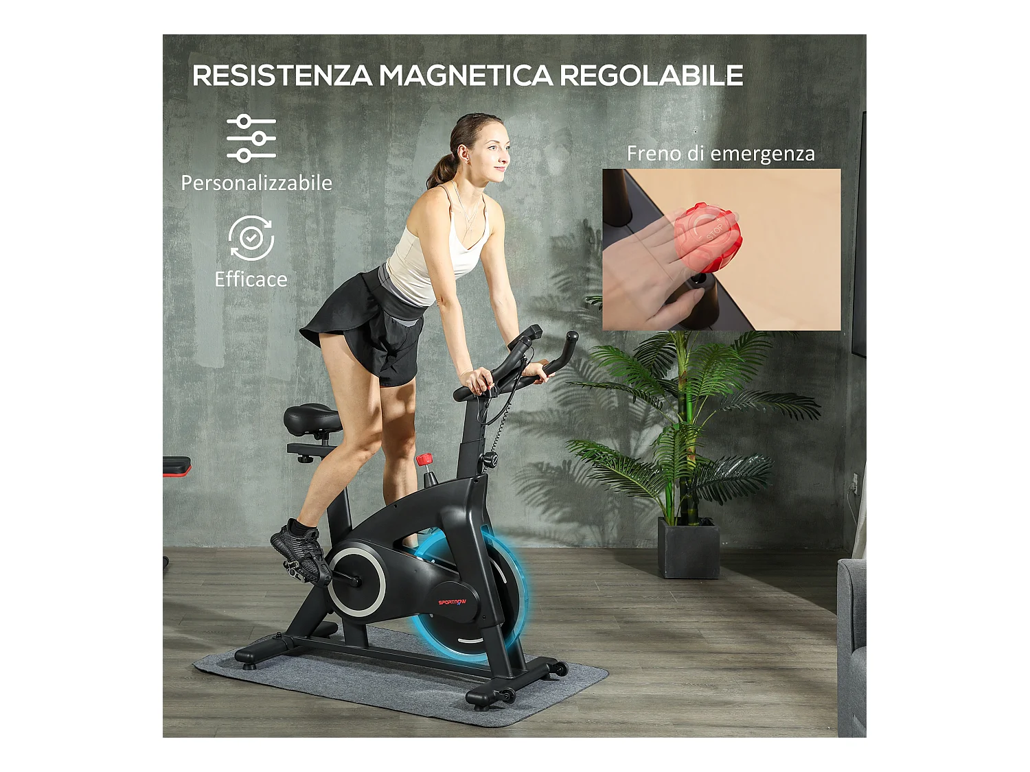 Cyclette magnetica con volano 10 kg, sedile e manubrio regolabili nero