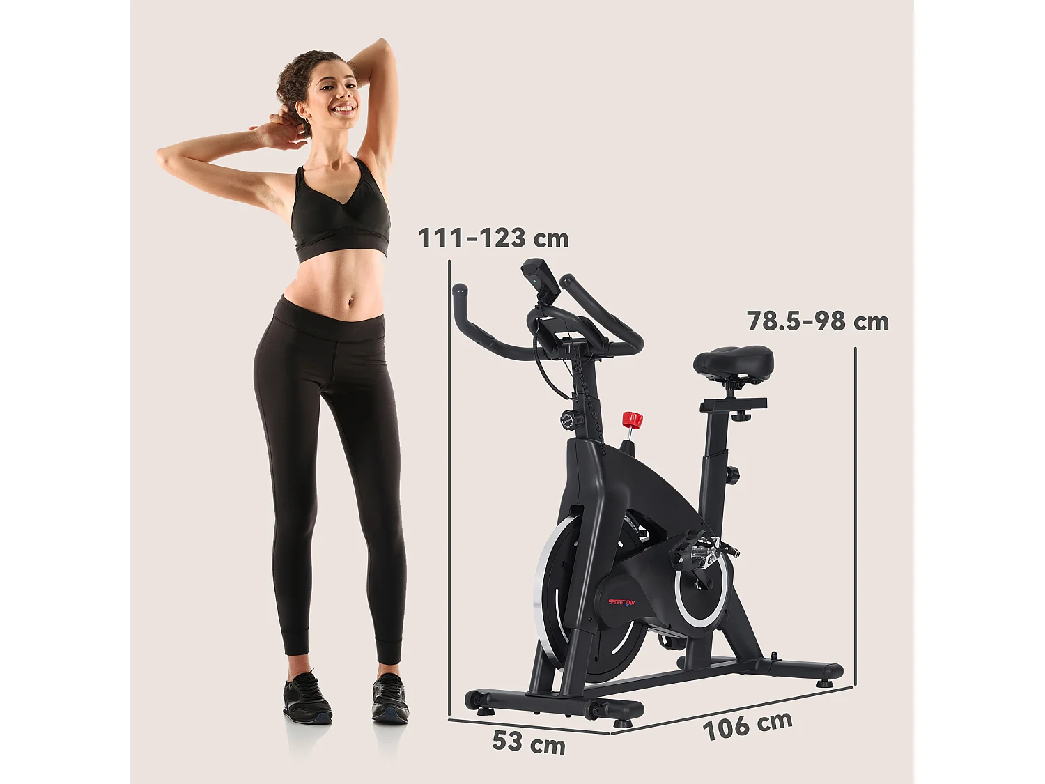 Cyclette magnetica con volano 10 kg, sedile e manubrio regolabili nero