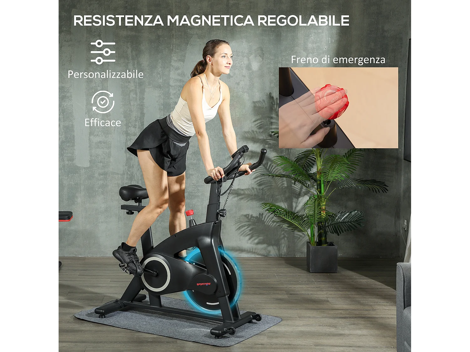 Cyclette magnetica con volano 10 kg, sedile e manubrio regolabili nero