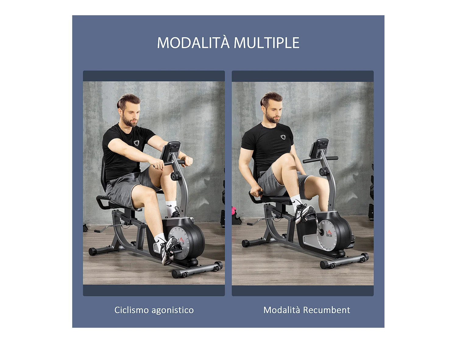 Cyclette orizzontale recumbent con 8 livelli di resistenza e schermo lcd