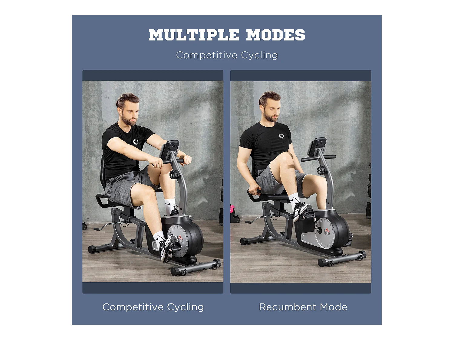 Cyclette orizzontale recumbent con 8 livelli di resistenza e schermo lcd