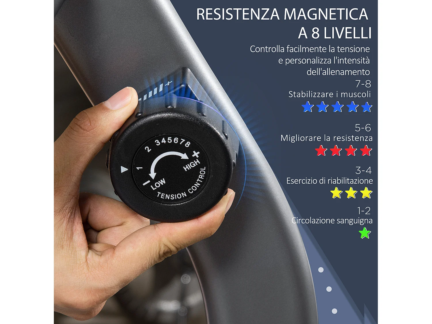 Cyclette orizzontale recumbent con 8 livelli di resistenza e schermo lcd