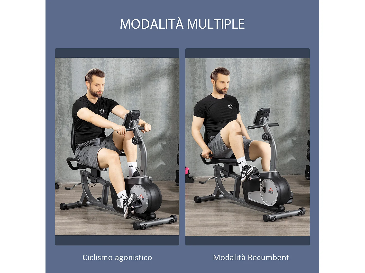 Cyclette orizzontale recumbent con 8 livelli di resistenza e schermo lcd