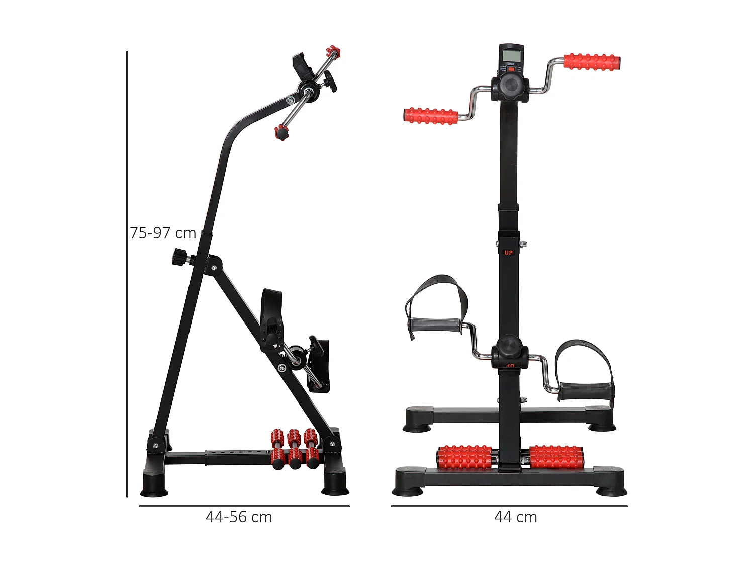 Pedaliera per riabilitazione schermo lcd altezza e resistenza regolabile