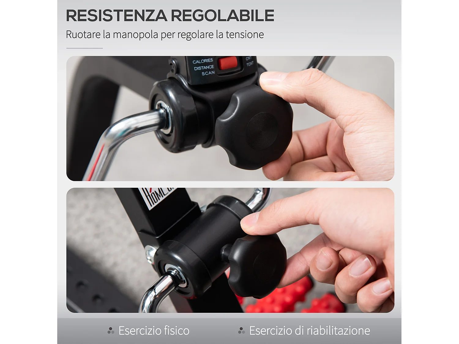 Pedaliera per riabilitazione schermo lcd altezza e resistenza regolabile