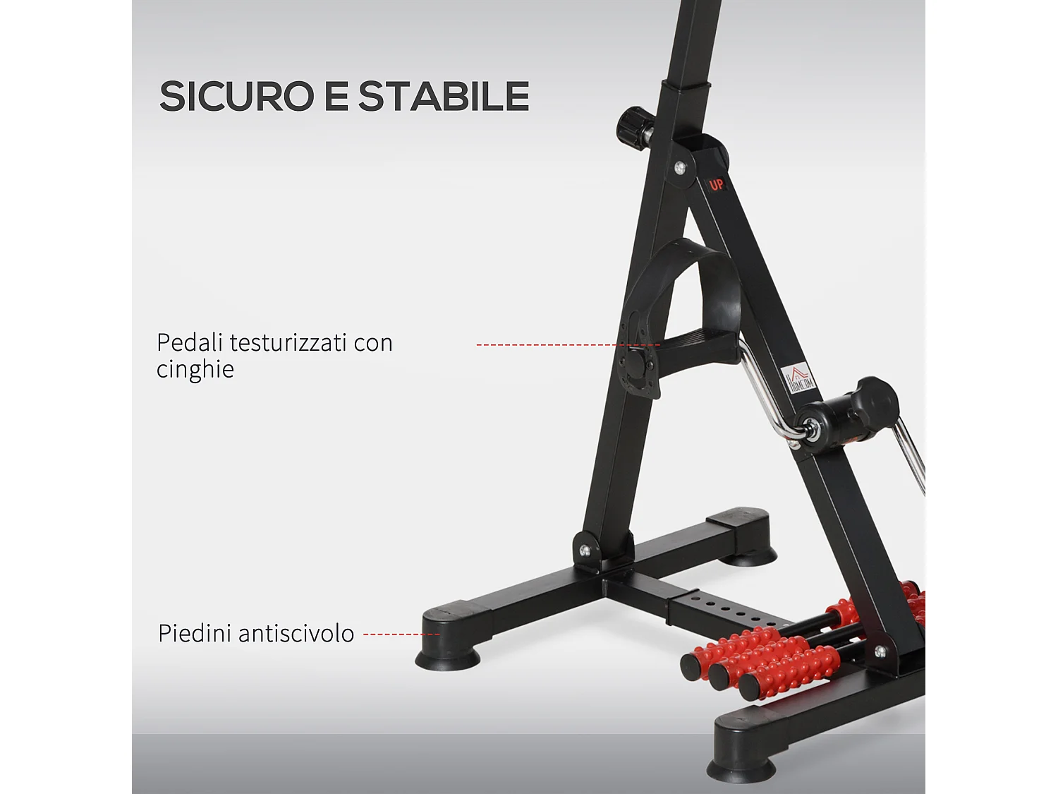 Pedaliera per riabilitazione schermo lcd altezza e resistenza regolabile