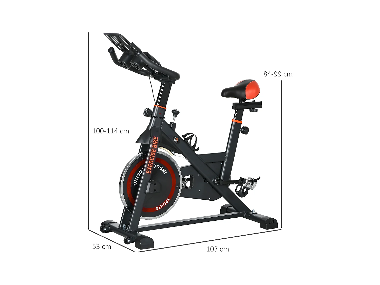 Cyclette da casa con volano da 8 kg e schermo lcd rosso e nero