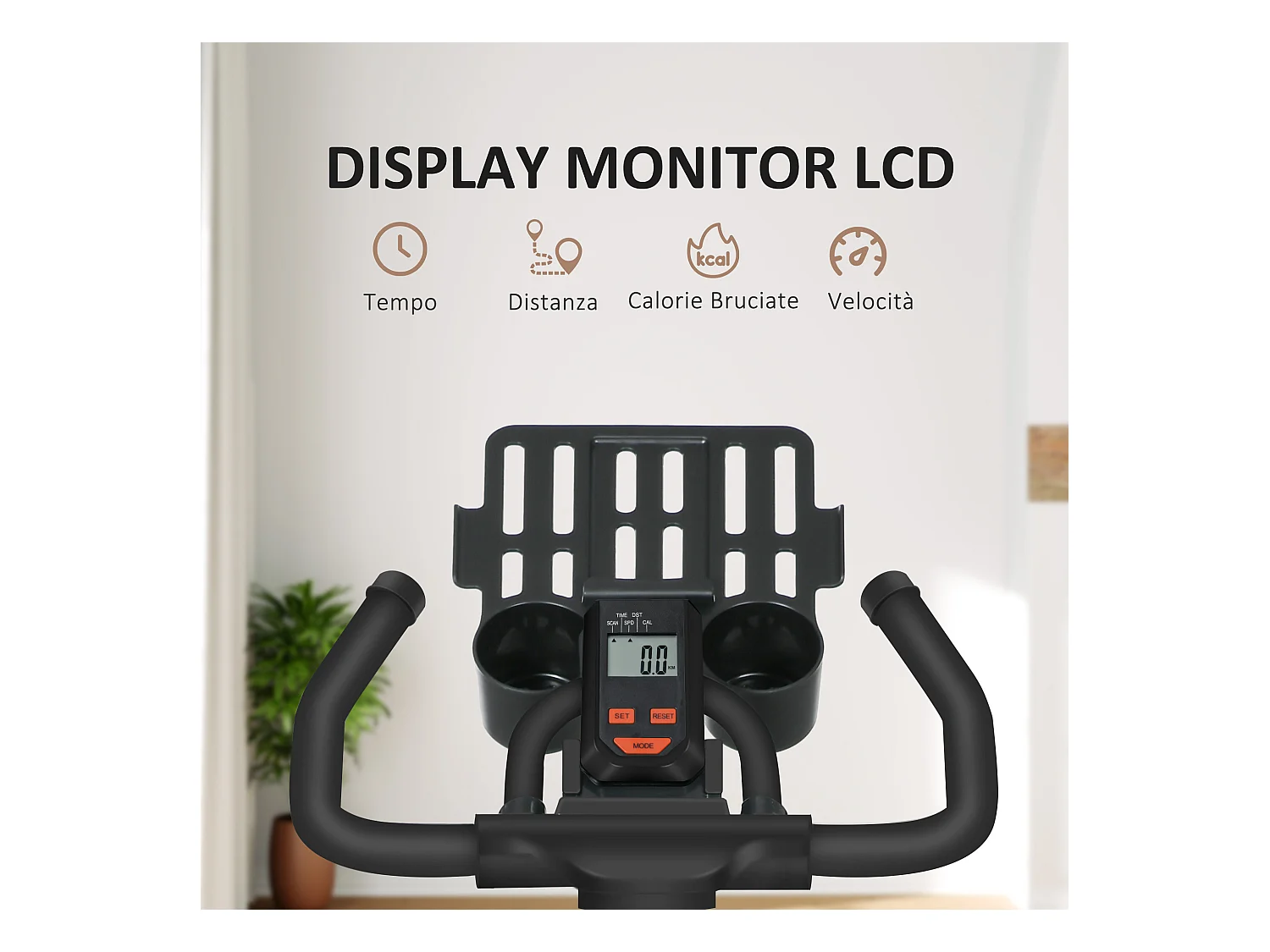 Cyclette da casa con volano da 8 kg e schermo lcd rosso e nero