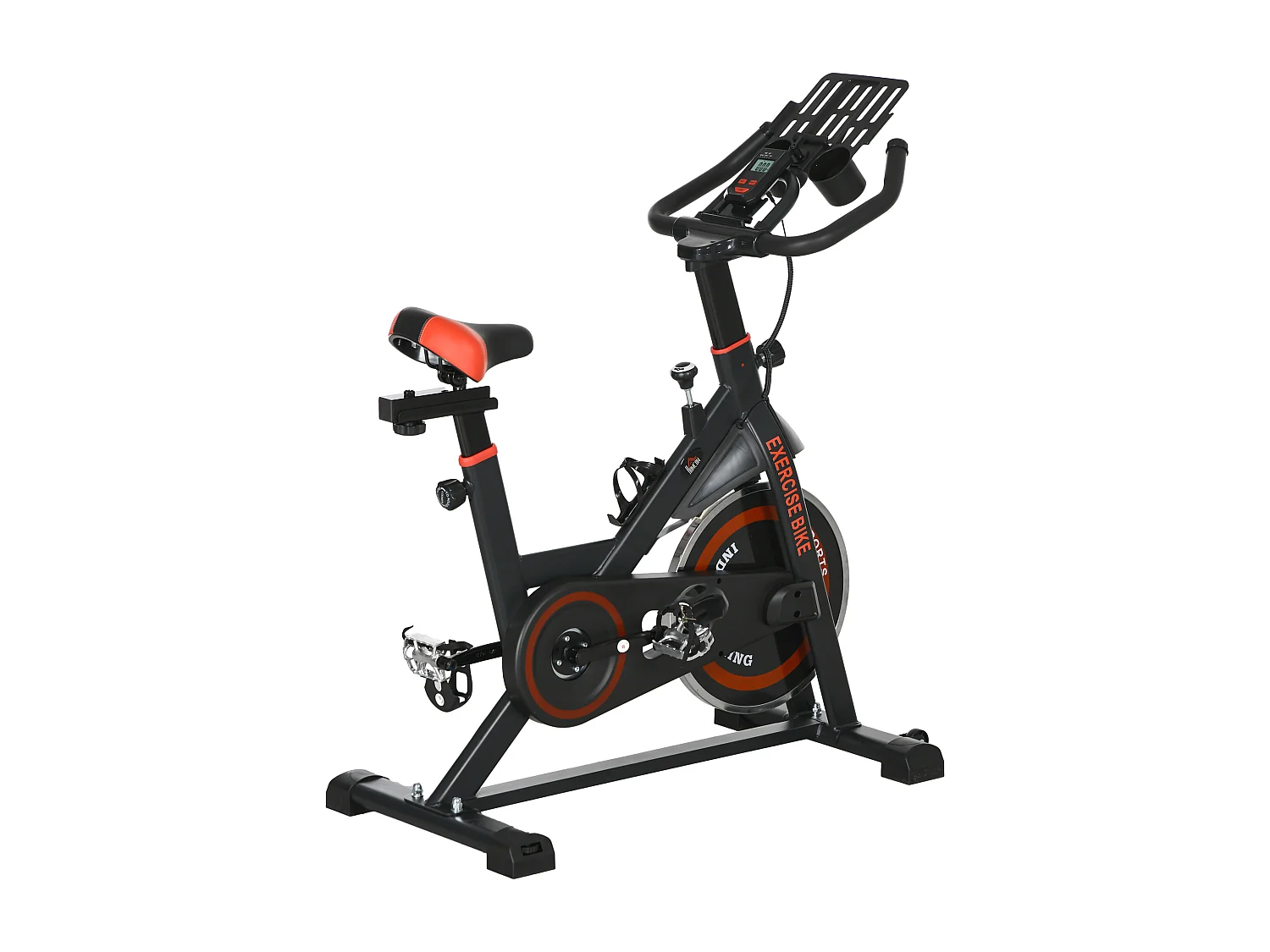 Cyclette da casa con volano da 8 kg e schermo lcd rosso e nero