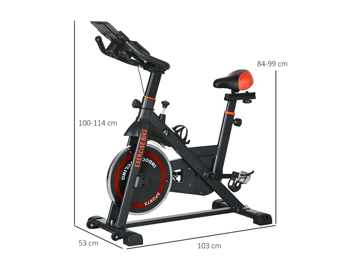 Cyclette da casa con volano da 8 kg e schermo lcd rosso e nero