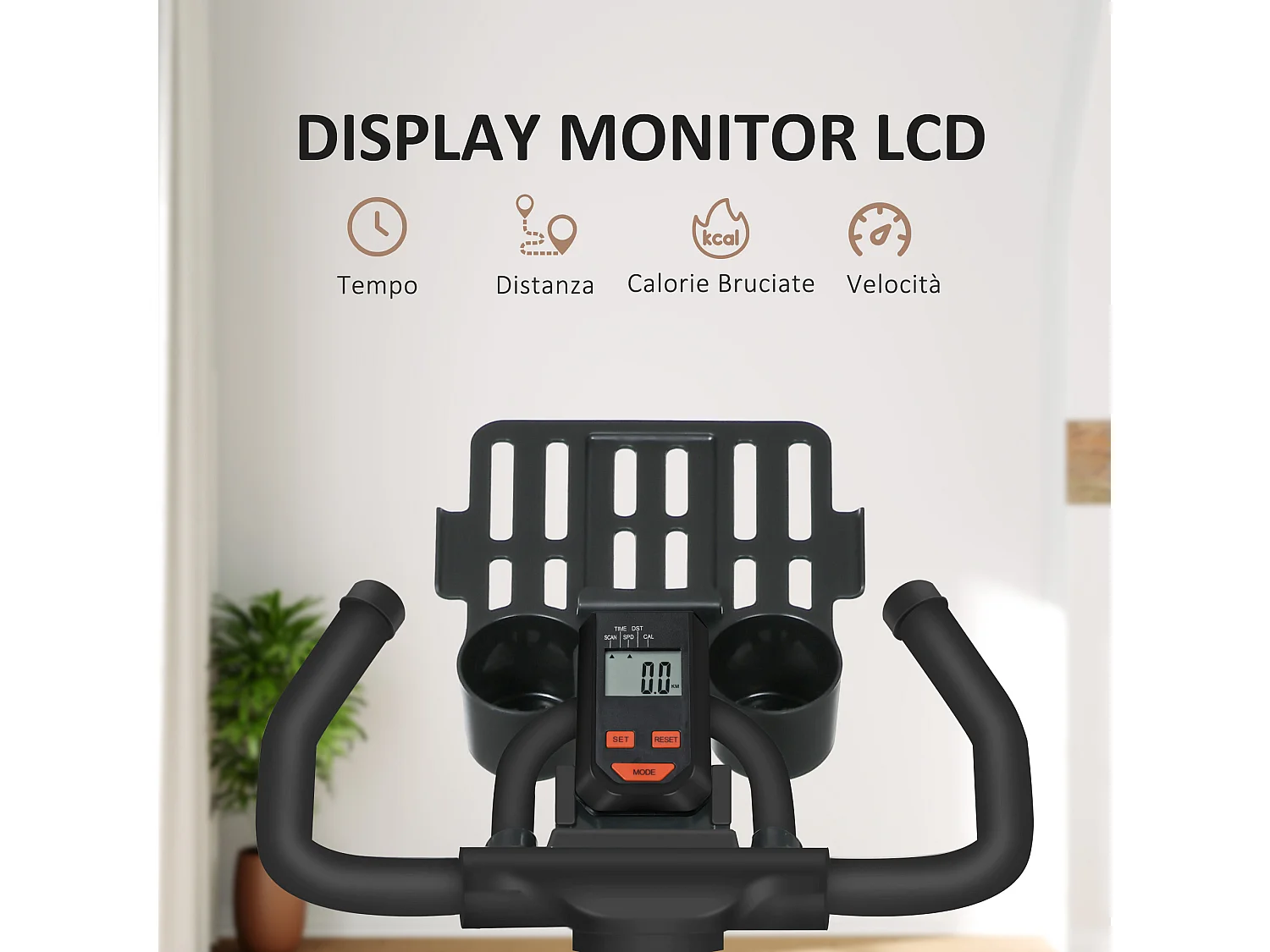 Cyclette da casa con volano da 8 kg e schermo lcd rosso e nero