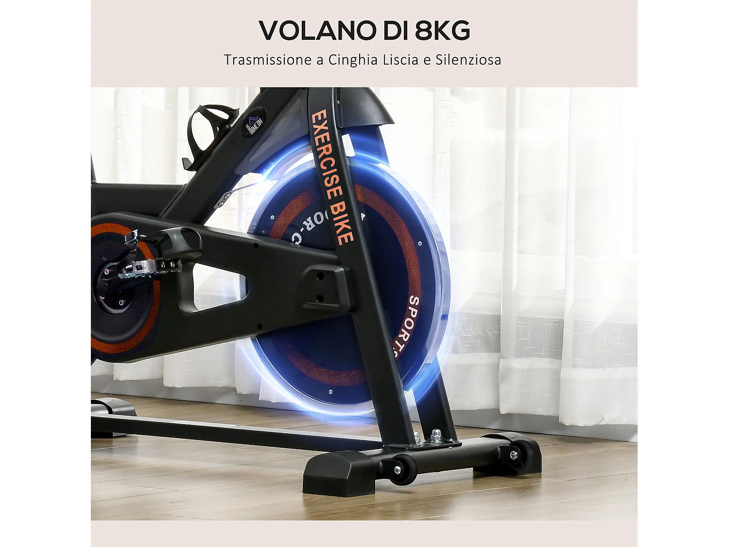 Cyclette da casa con volano da 8 kg e schermo lcd rosso e nero
