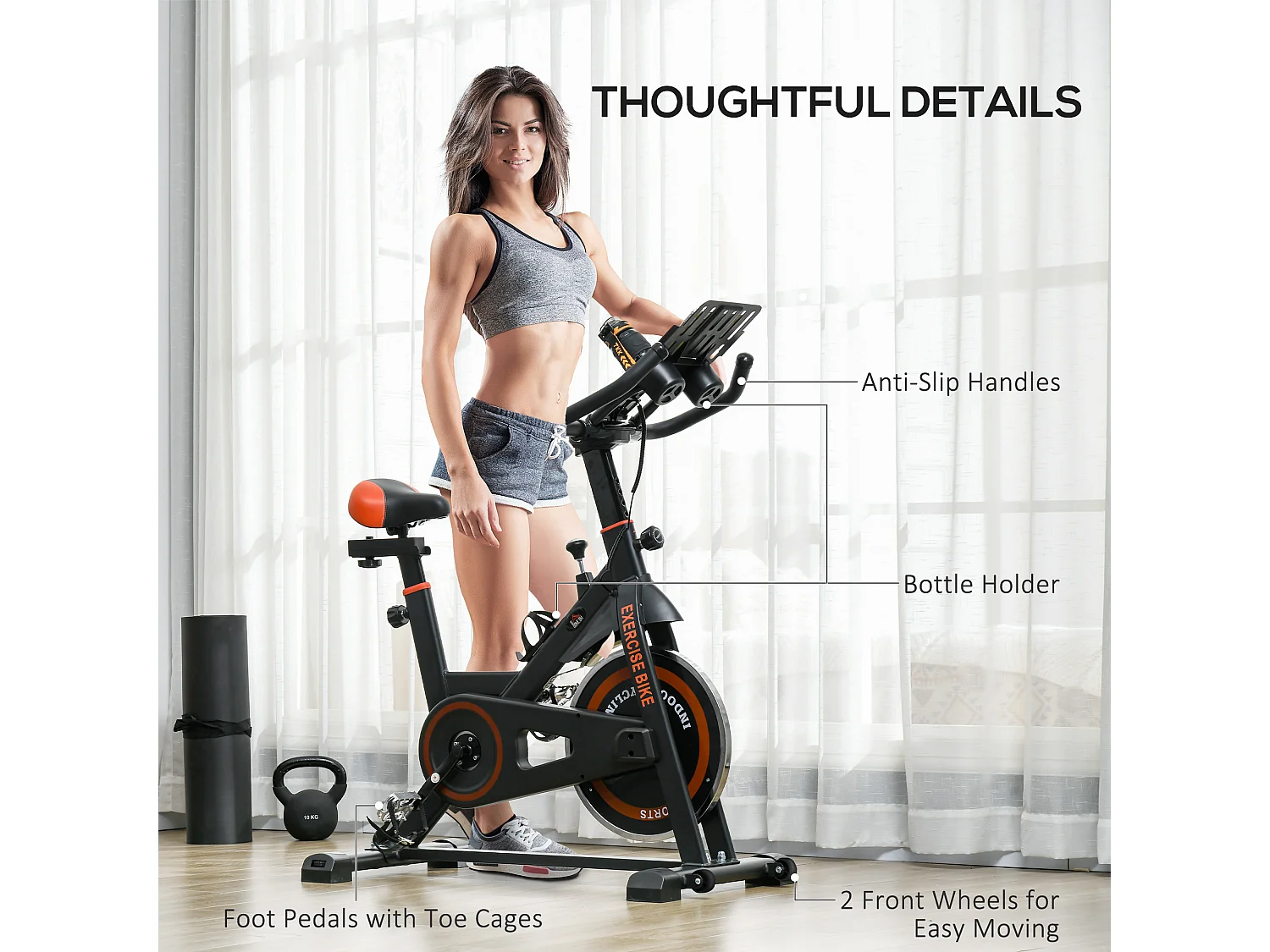 Cyclette da casa con volano da 8 kg e schermo lcd rosso e nero