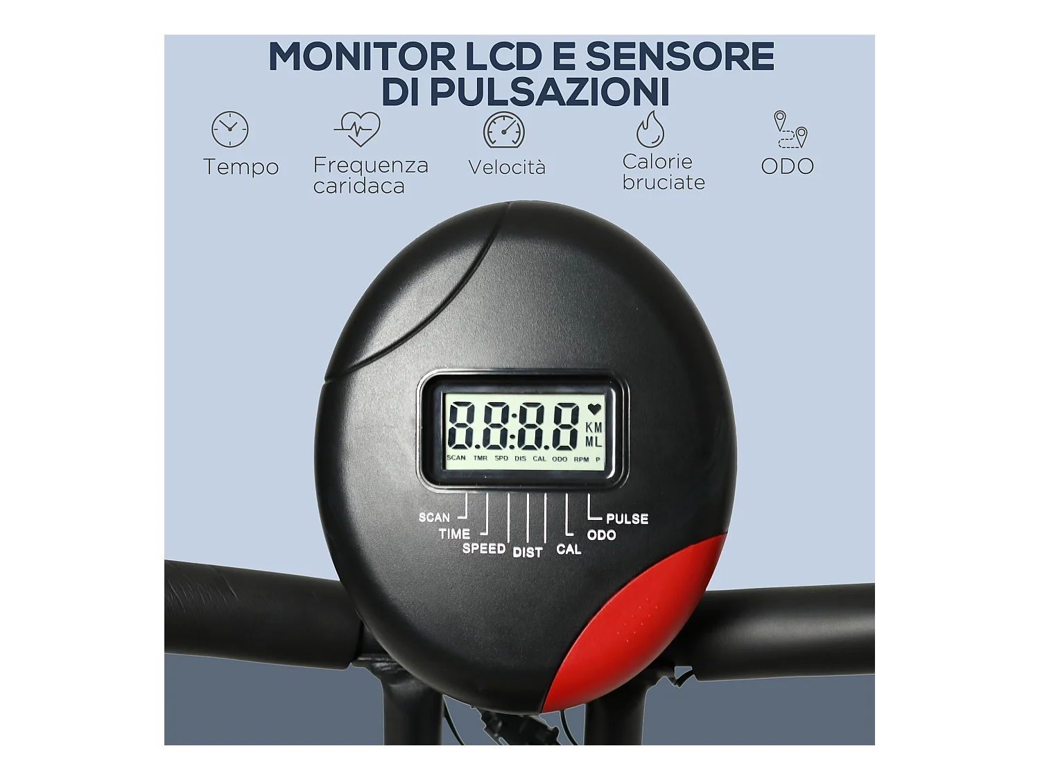 Cyclette professionale e pieghevole con altezza regolabile nera