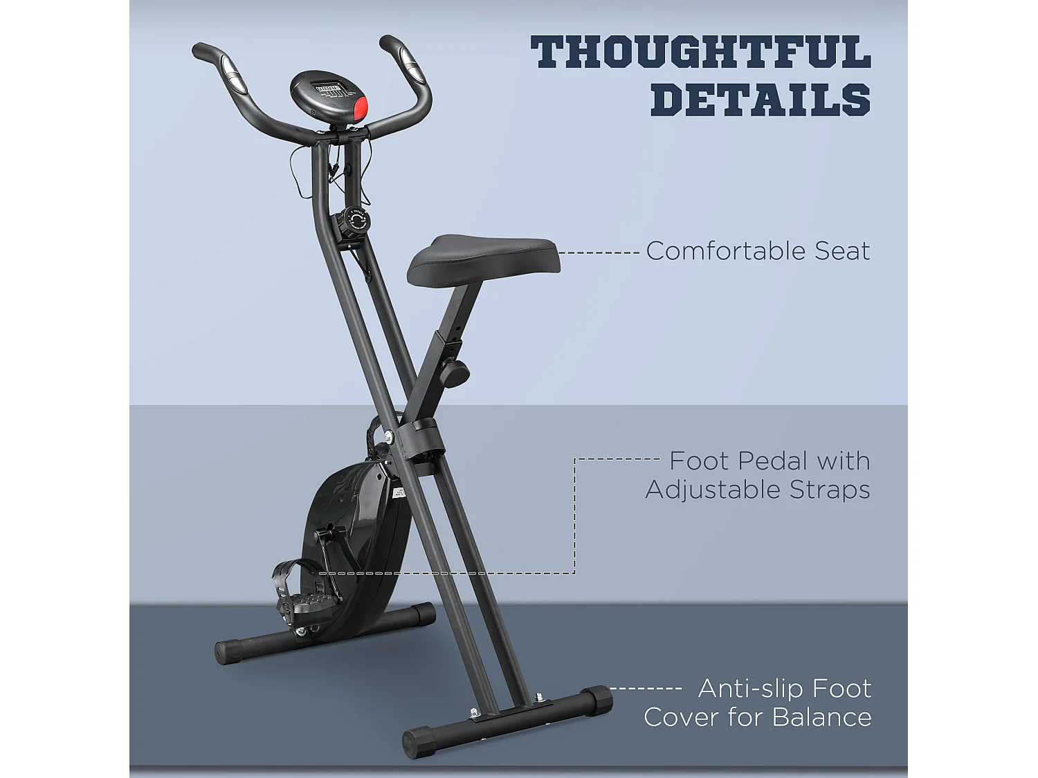 Cyclette professionale e pieghevole con altezza regolabile nera