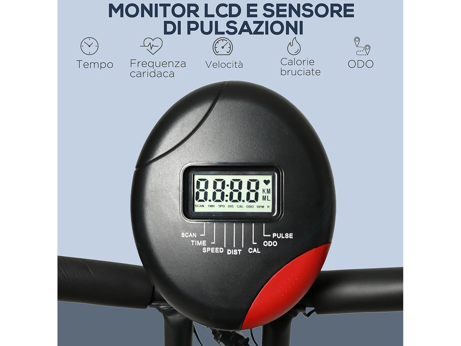 Cyclette professionale e pieghevole con altezza regolabile nera