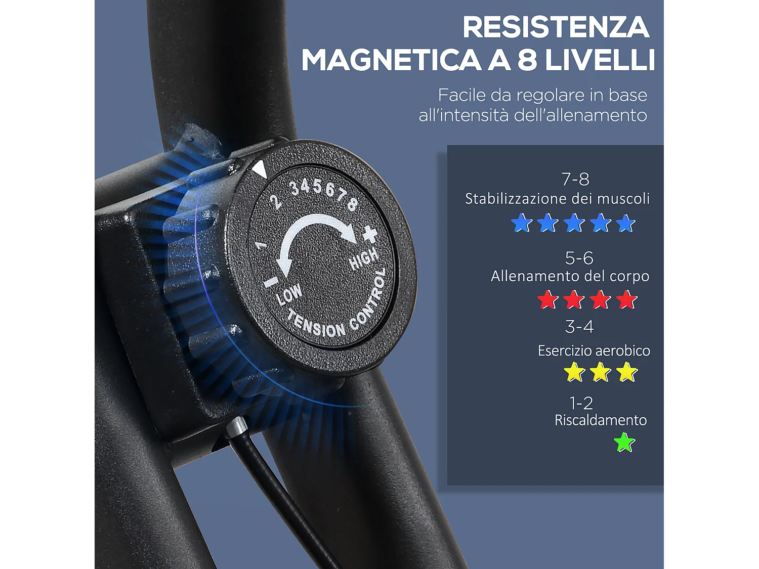Cyclette professionale e pieghevole con altezza regolabile nera