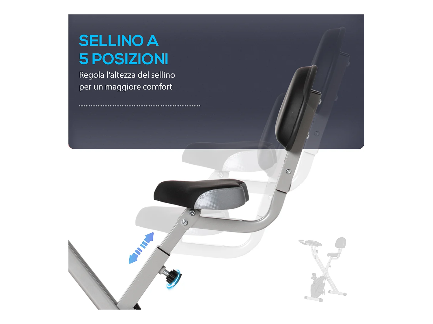 Cyclette da camera pieghevole a x 5 posizioni regolabili e 8 resistenze