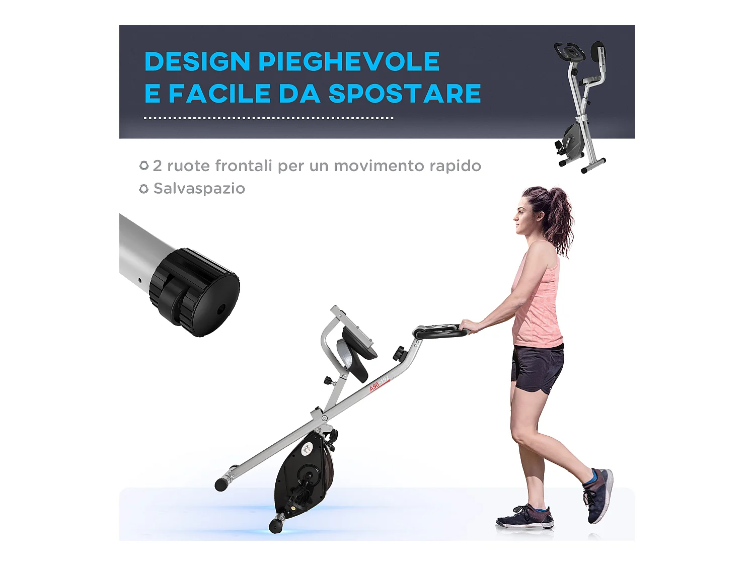 Cyclette da camera pieghevole a x 5 posizioni regolabili e 8 resistenze