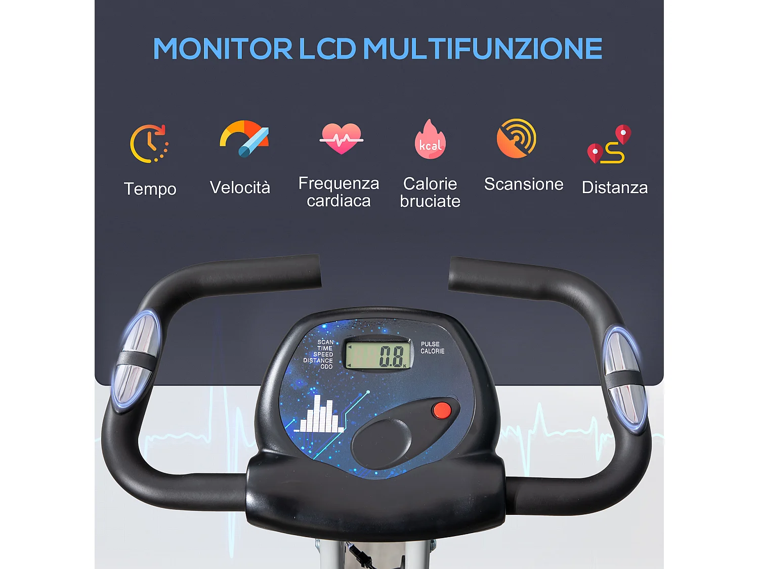 Cyclette da camera pieghevole a x 5 posizioni regolabili e 8 resistenze