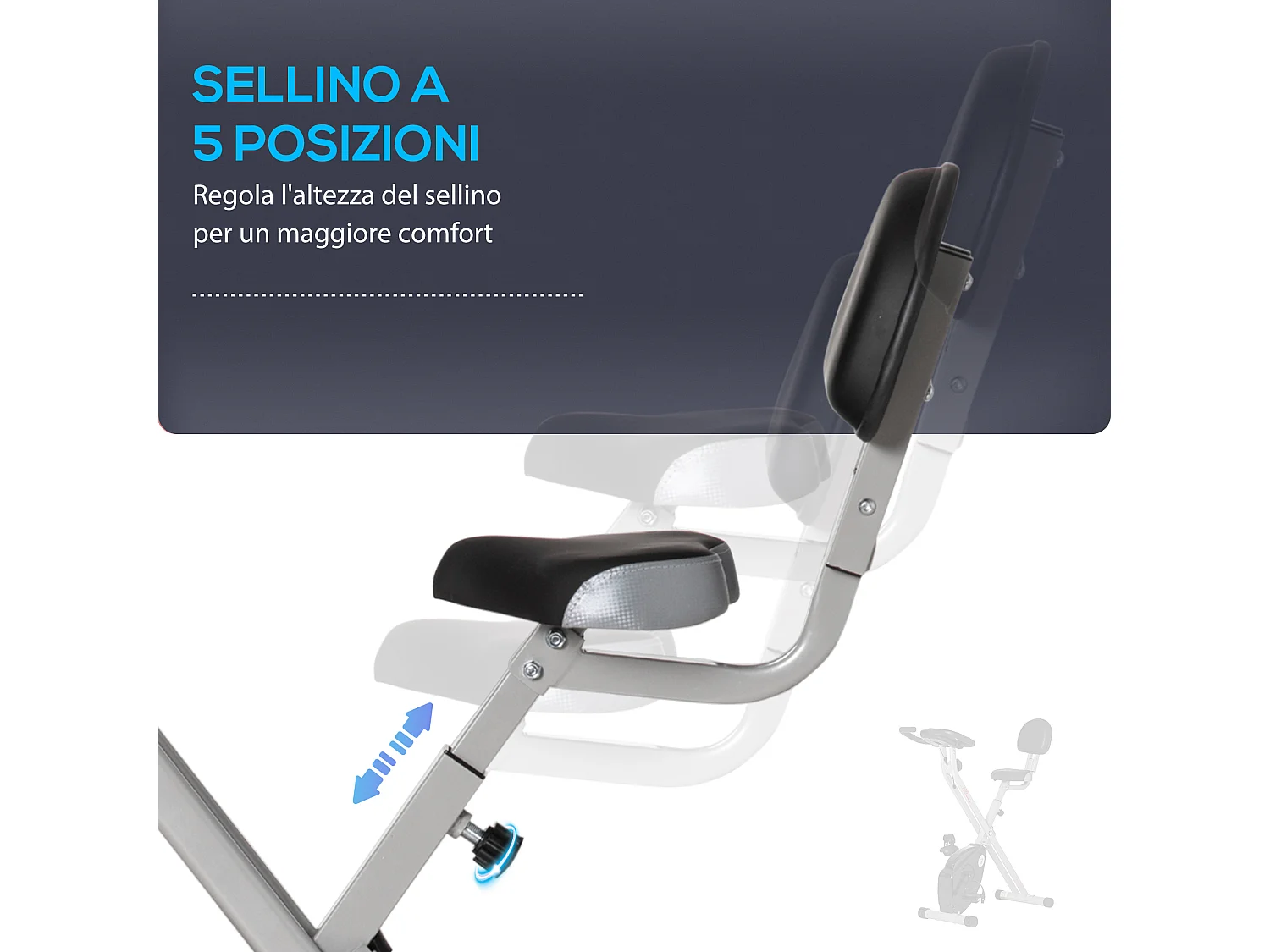 Cyclette da camera pieghevole a x 5 posizioni regolabili e 8 resistenze