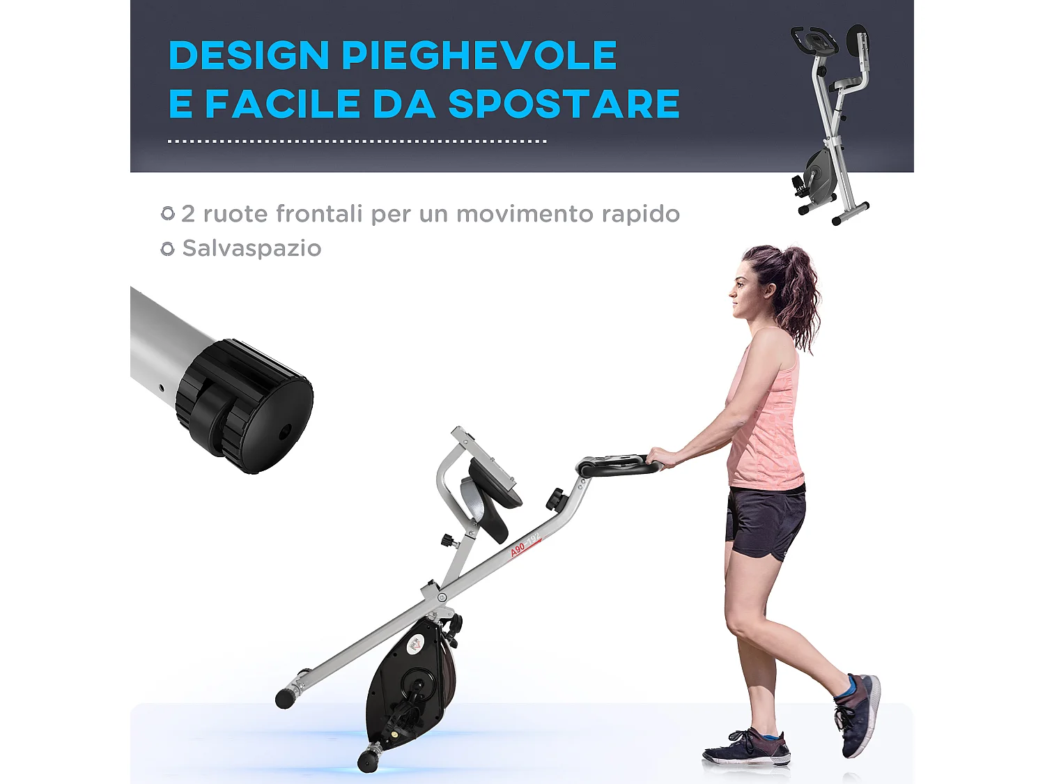 Cyclette da camera pieghevole a x 5 posizioni regolabili e 8 resistenze