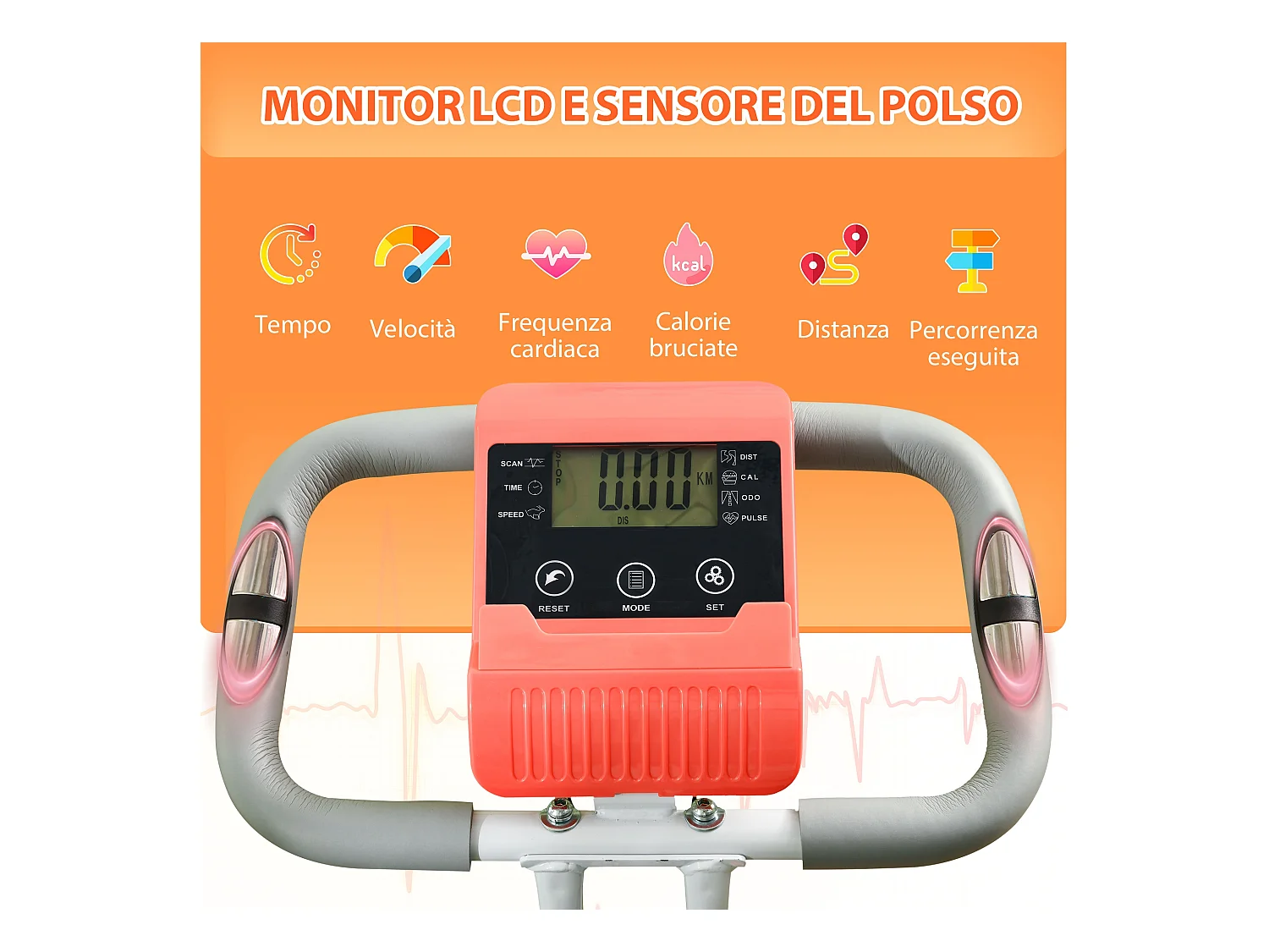 Cyclette pieghevole resistenza 8 livelli elastici per braccia arancione