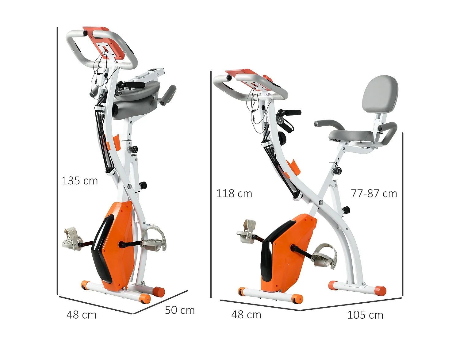 Cyclette pieghevole resistenza 8 livelli elastici per braccia arancione