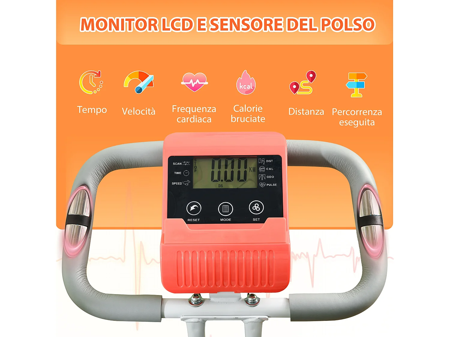 Cyclette pieghevole resistenza 8 livelli elastici per braccia arancione