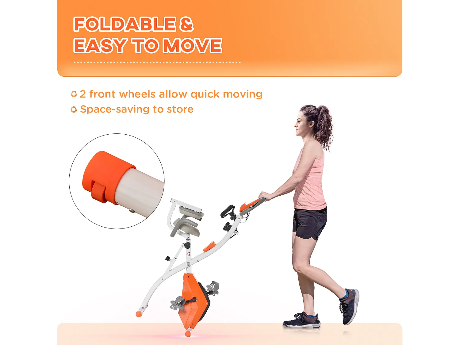 Cyclette pieghevole resistenza 8 livelli elastici per braccia arancione