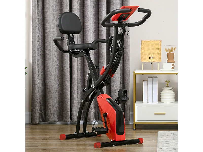 Cyclette pieghevole 2 in 1 resistenza 8 livelli elastici per braccia