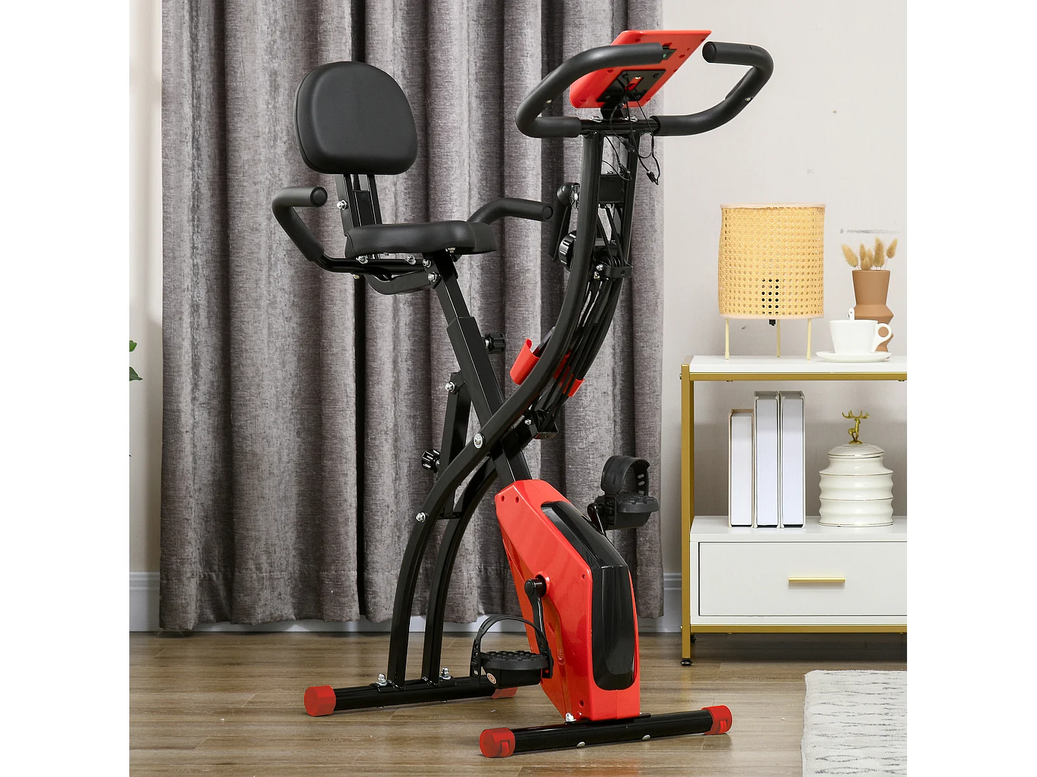 Cyclette pieghevole 2 in 1 resistenza 8 livelli elastici per braccia