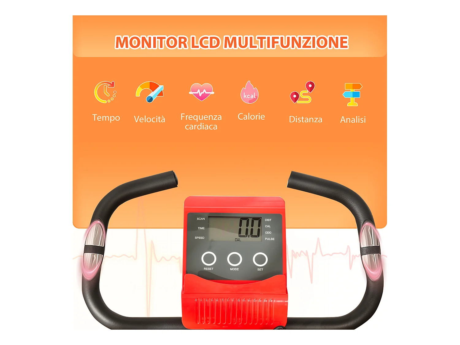 Cyclette pieghevole 2 in 1 resistenza 8 livelli elastici per braccia