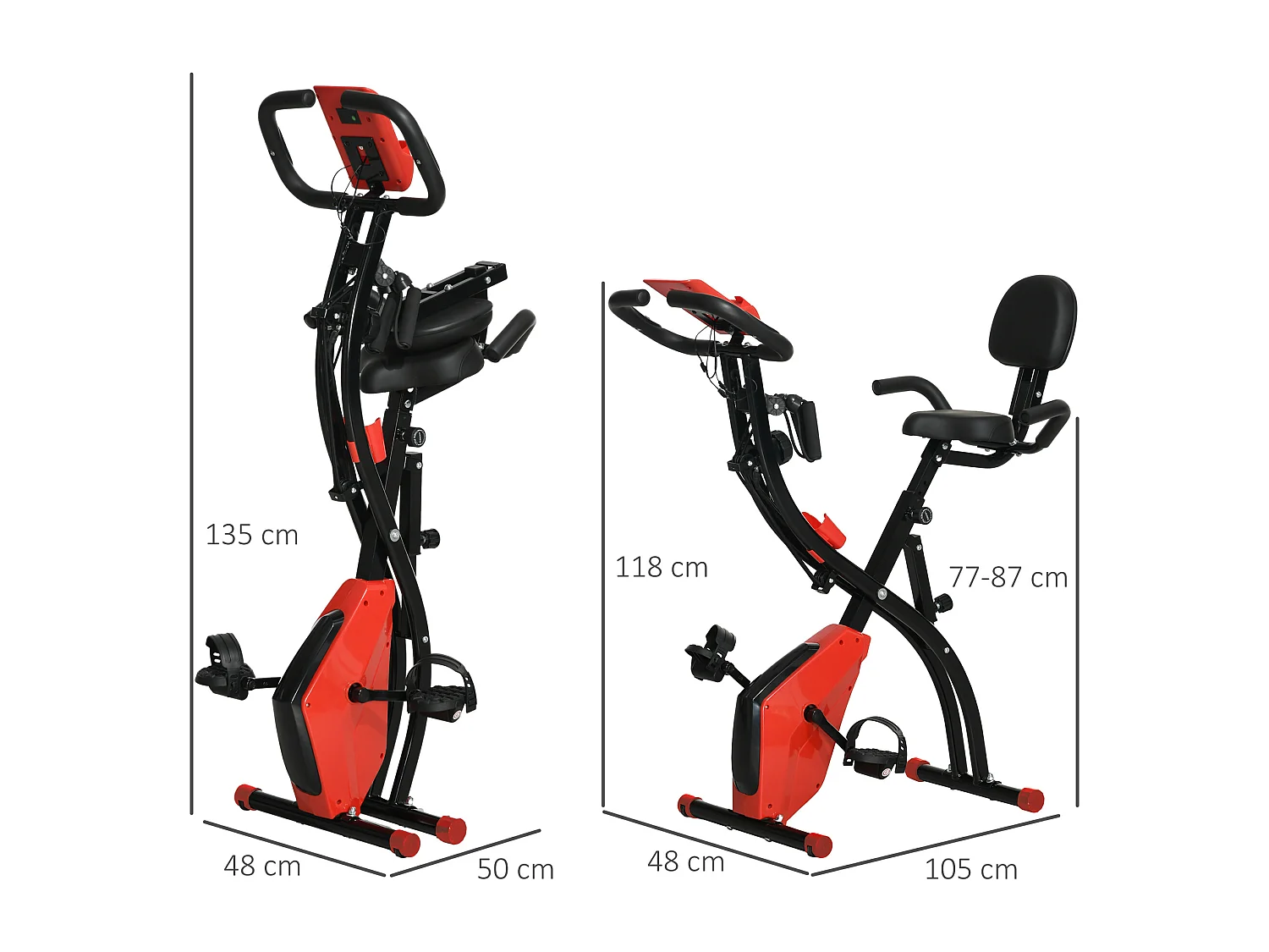 Cyclette pieghevole 2 in 1 resistenza 8 livelli elastici per braccia