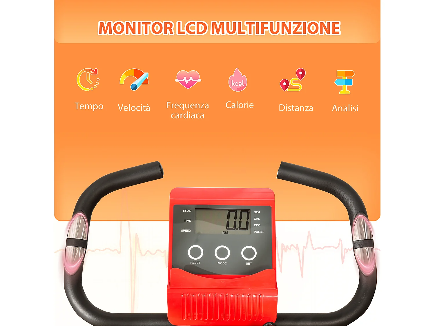 Cyclette pieghevole 2 in 1 resistenza 8 livelli elastici per braccia