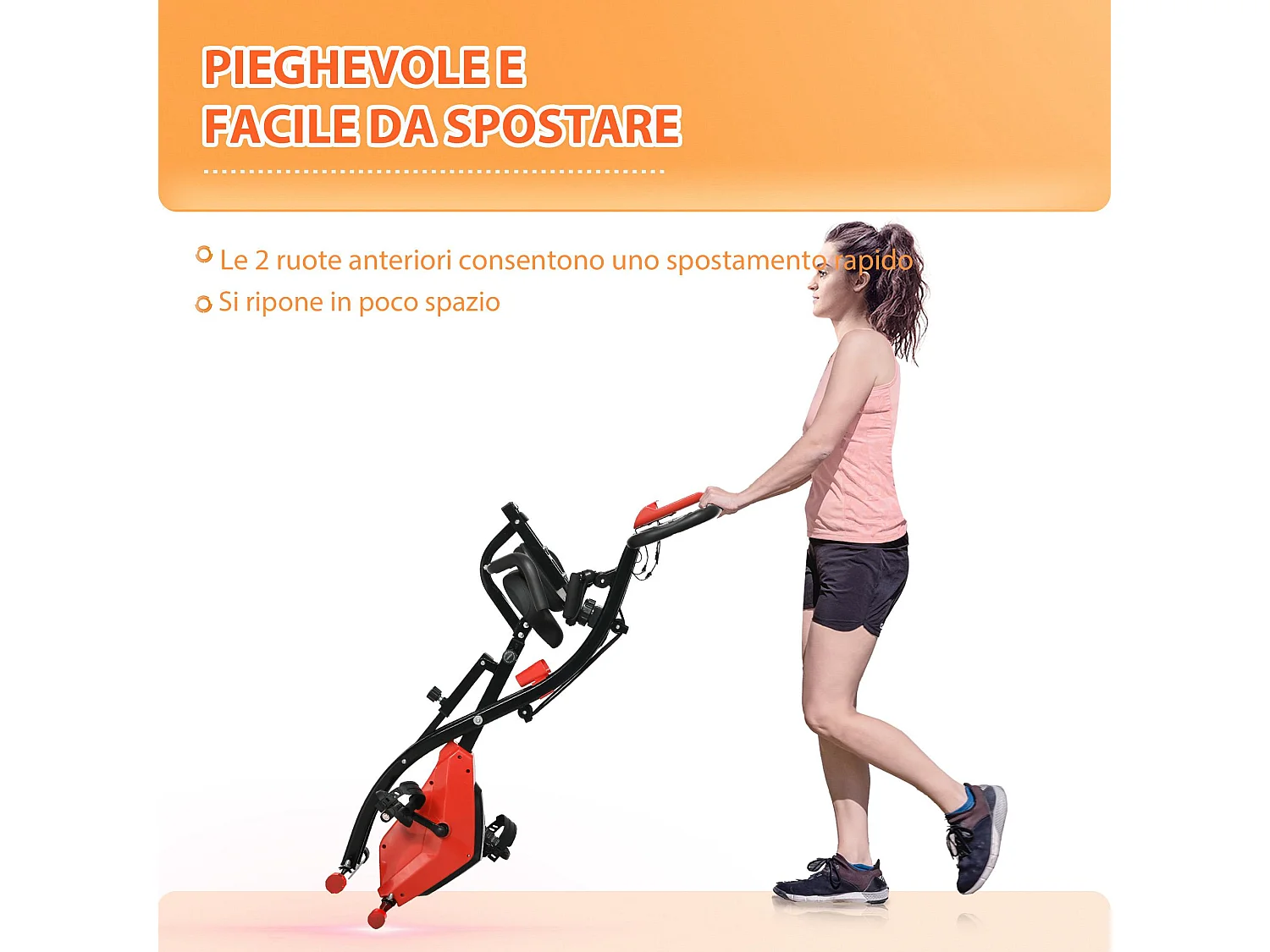 Cyclette pieghevole 2 in 1 resistenza 8 livelli elastici per braccia