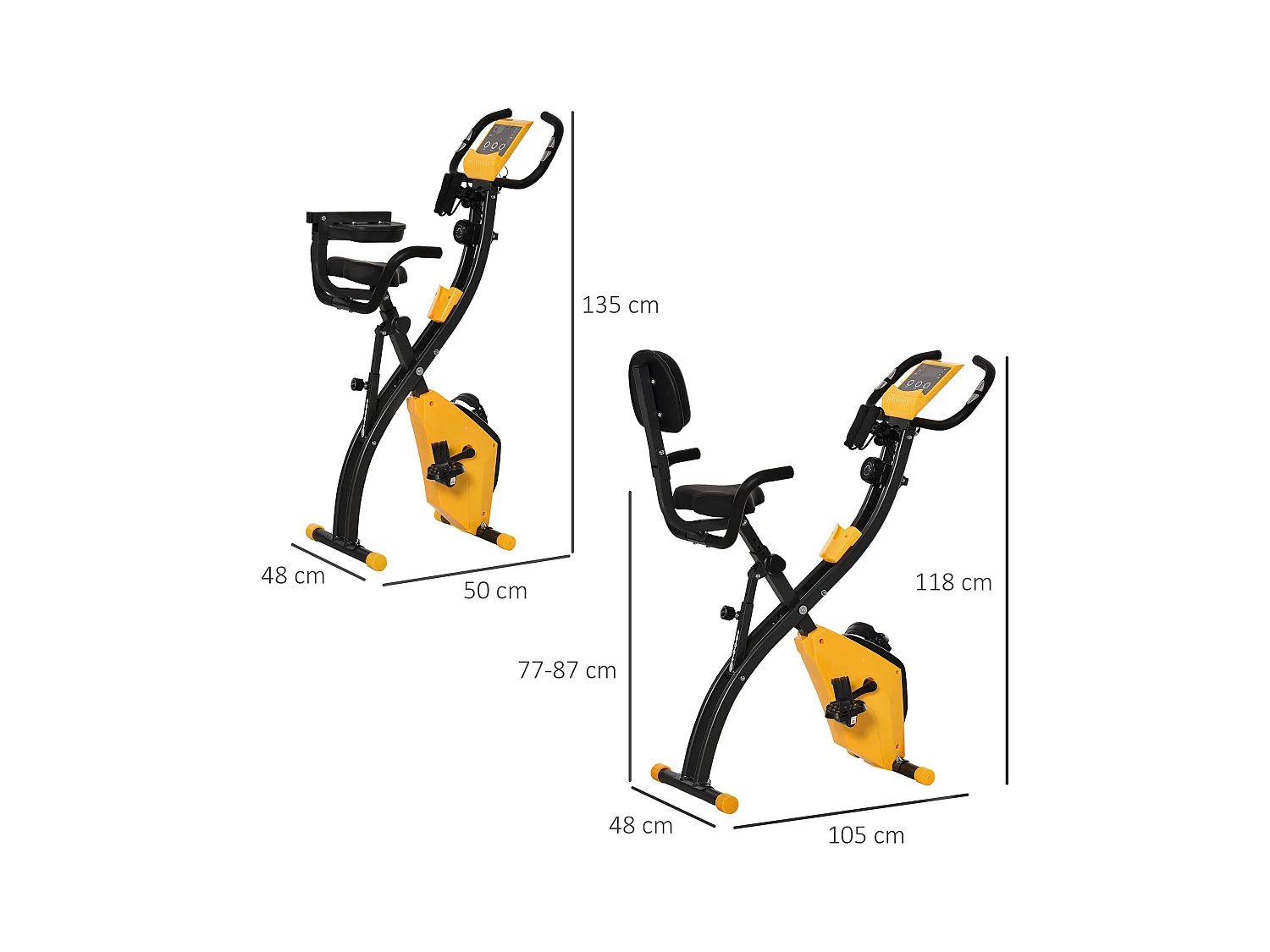 Cyclette pieghevole resistenza 8 livelli elastici per braccia giallo