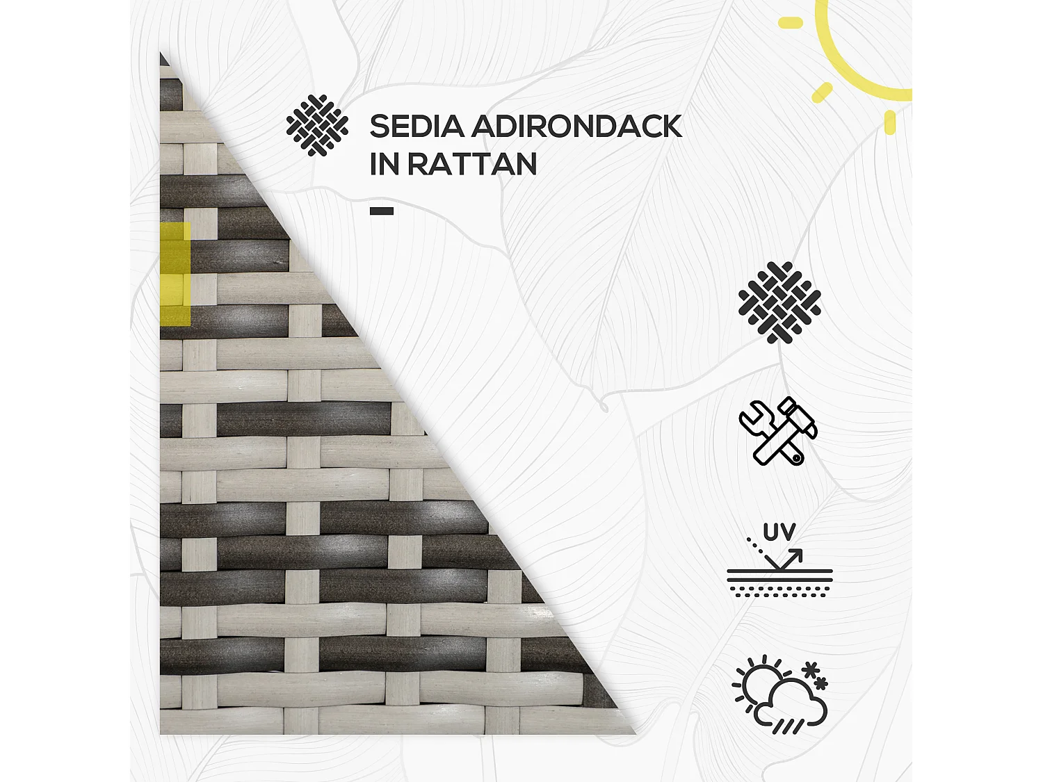 Sedia da giardino adironrack in rattan e acciaio grigio