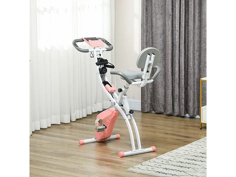 Cyclette pieghevole 2 in 1 resistenza 8 livelli elastici per braccia