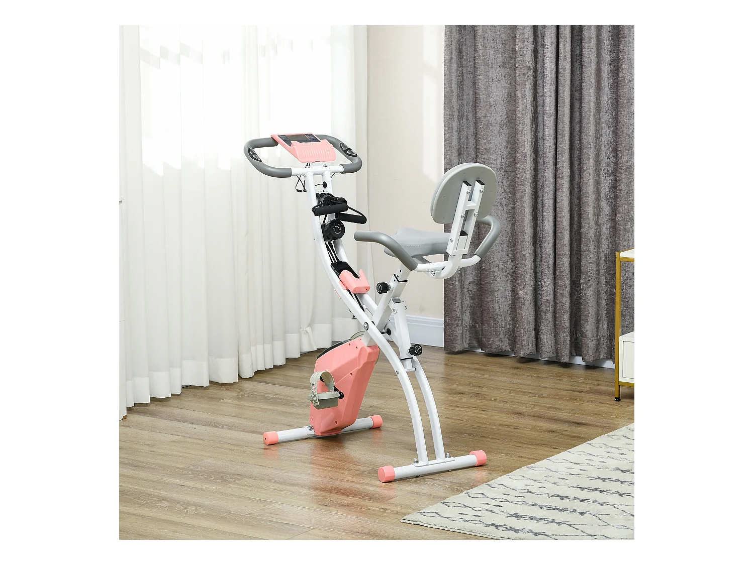 Cyclette pieghevole 2 in 1 resistenza 8 livelli elastici per braccia