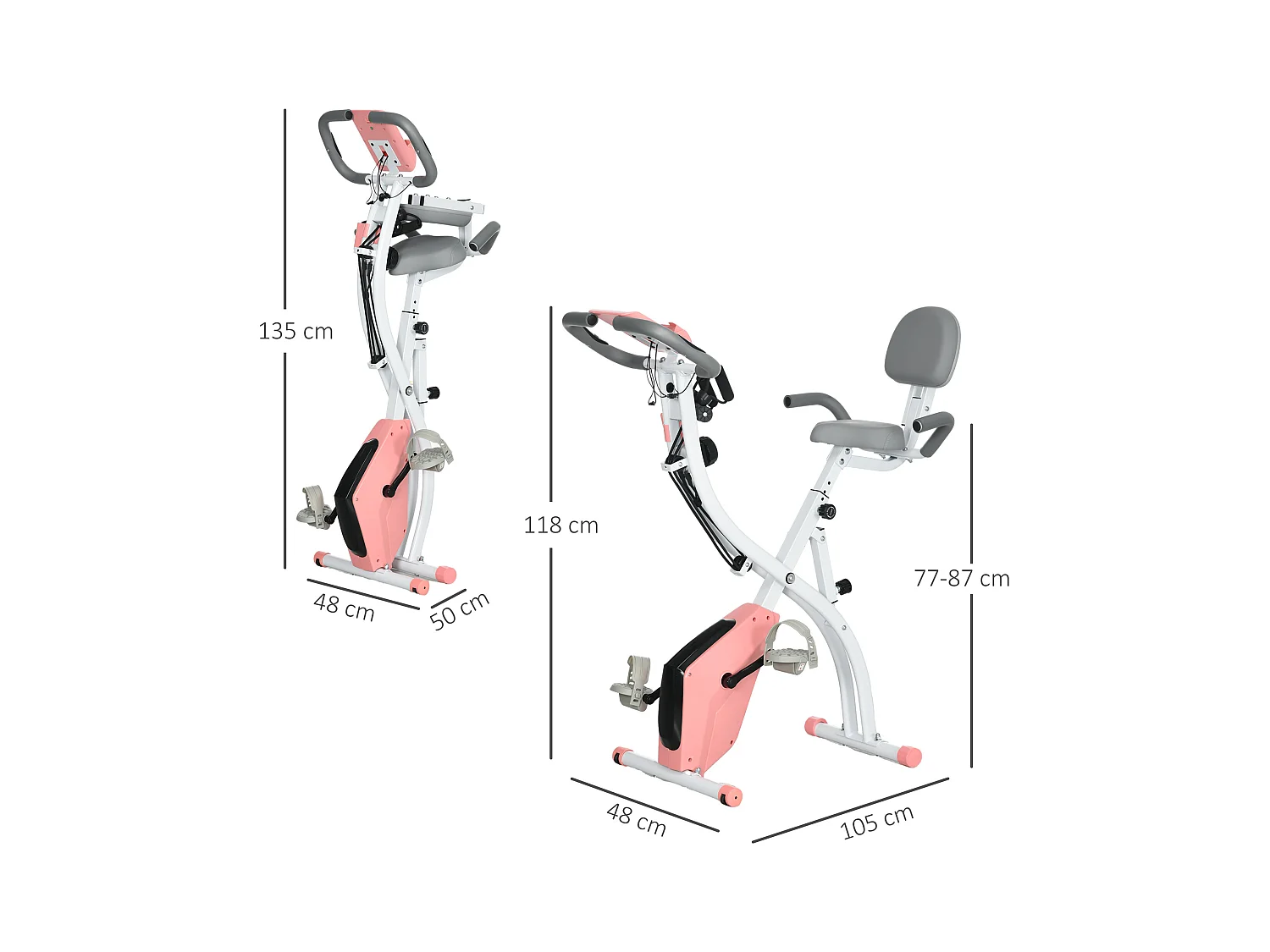Cyclette pieghevole 2 in 1 resistenza 8 livelli elastici per braccia