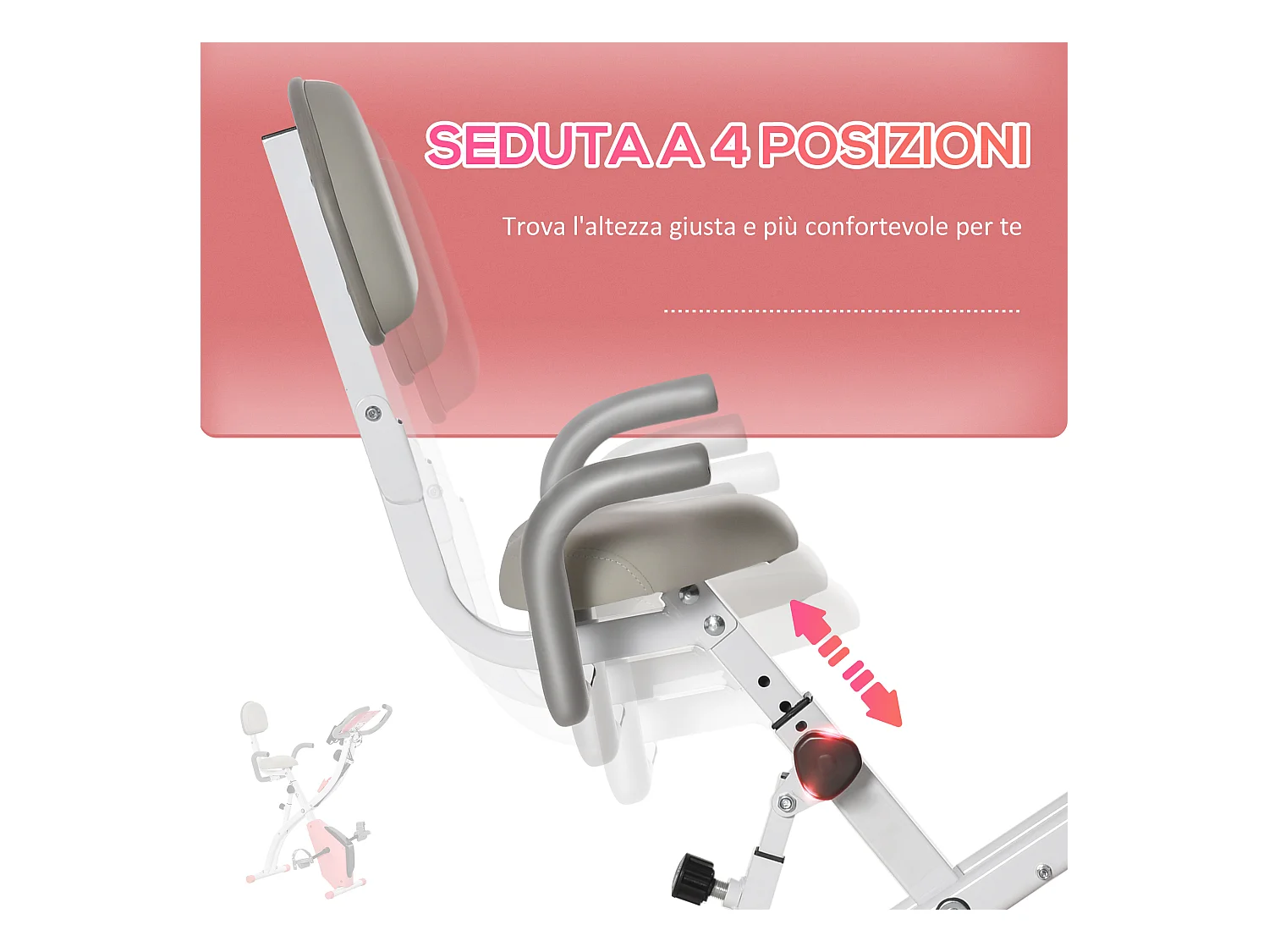 Cyclette pieghevole 2 in 1 resistenza 8 livelli elastici per braccia