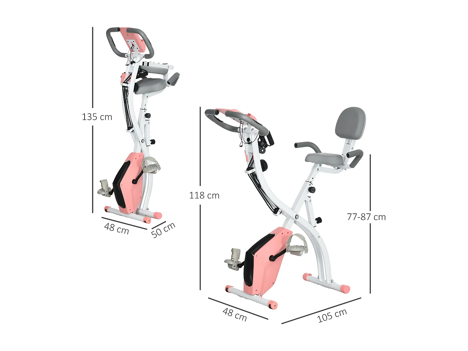 Cyclette pieghevole 2 in 1 resistenza 8 livelli elastici per braccia